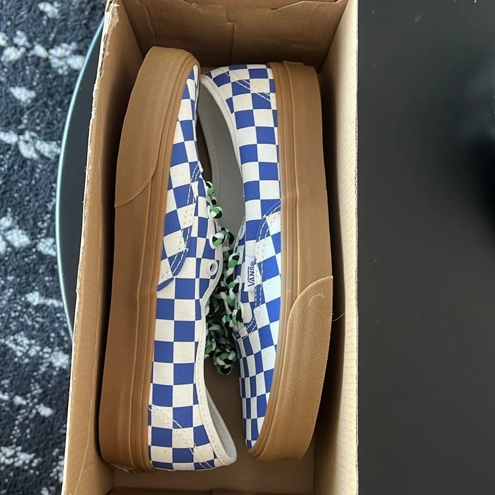 NEW Vans Authentic Checkerboard Blue/White Sneakers Men’s Size 6.5 - Picture 6 of 7